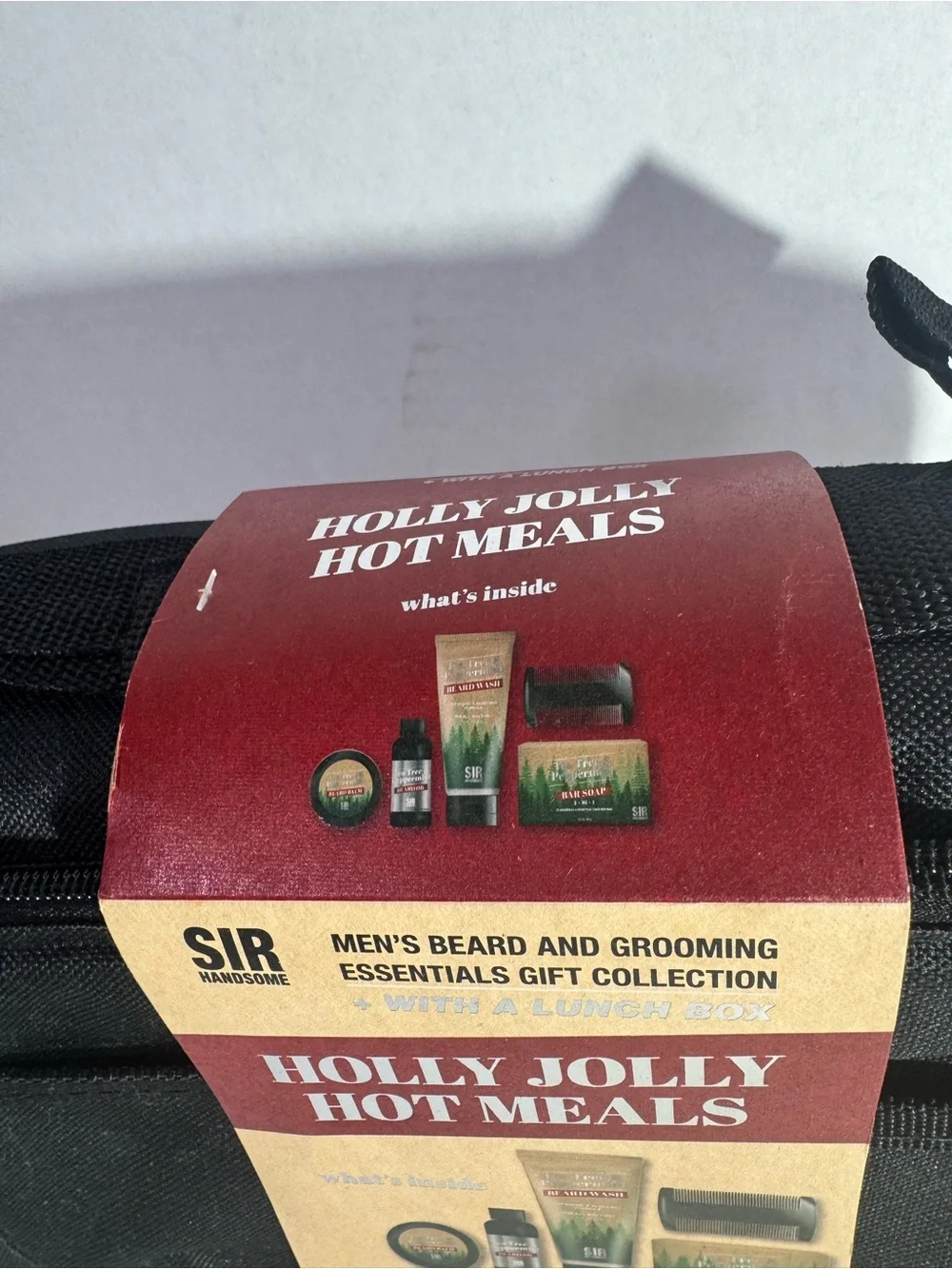 Holly Jolly Hot Meals Black Men’s Lunchbox Grooming Kit Holiday, Gift, Party